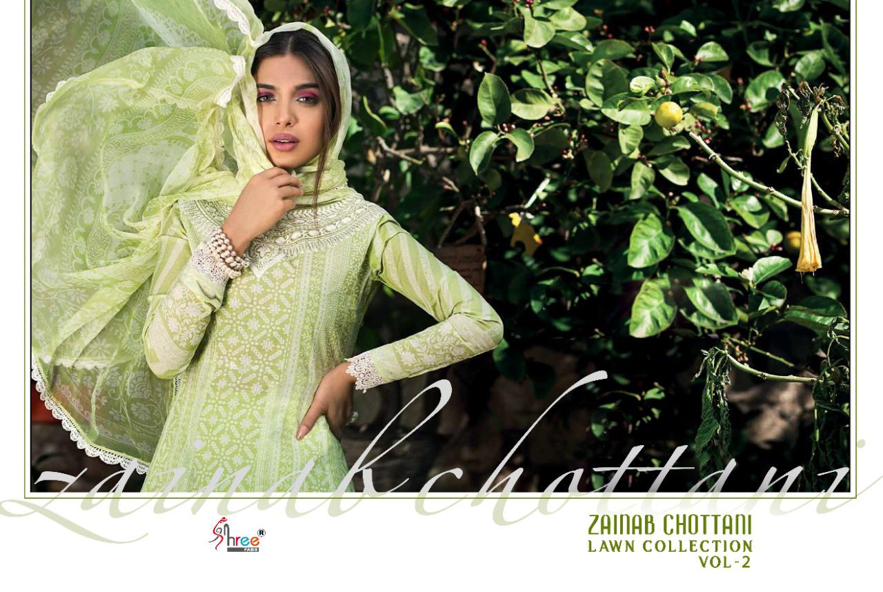 shree fab zainab chottani lawn collection vol 2 lawan cotton gorgeous look salwar suit with cotton dupatta catalog