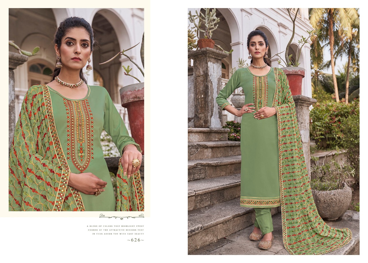 triple AAA kashi jam silk exclusive Embroidery Work salwar suit catalog