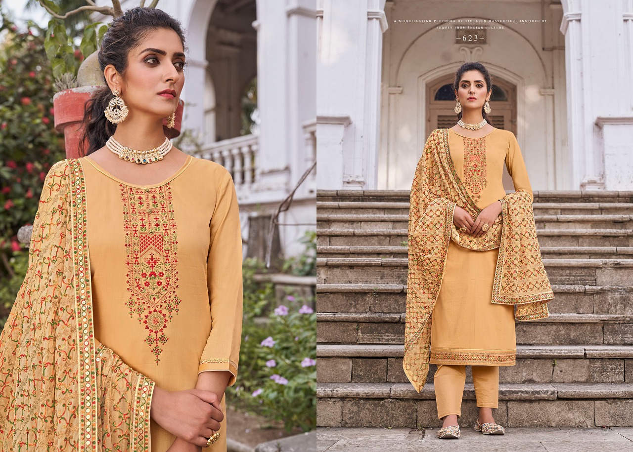 triple AAA kashi jam silk exclusive Embroidery Work salwar suit catalog