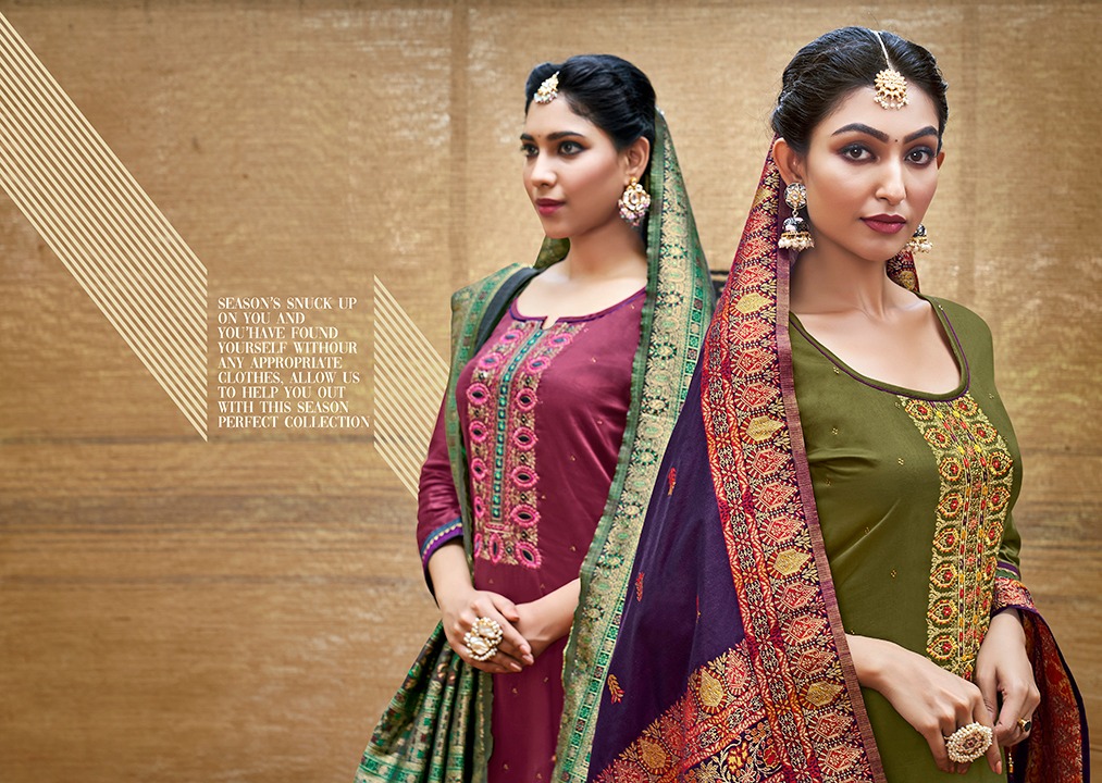 triple AAA kismat jam silk attrective Embroidery Work salwar suit catalog