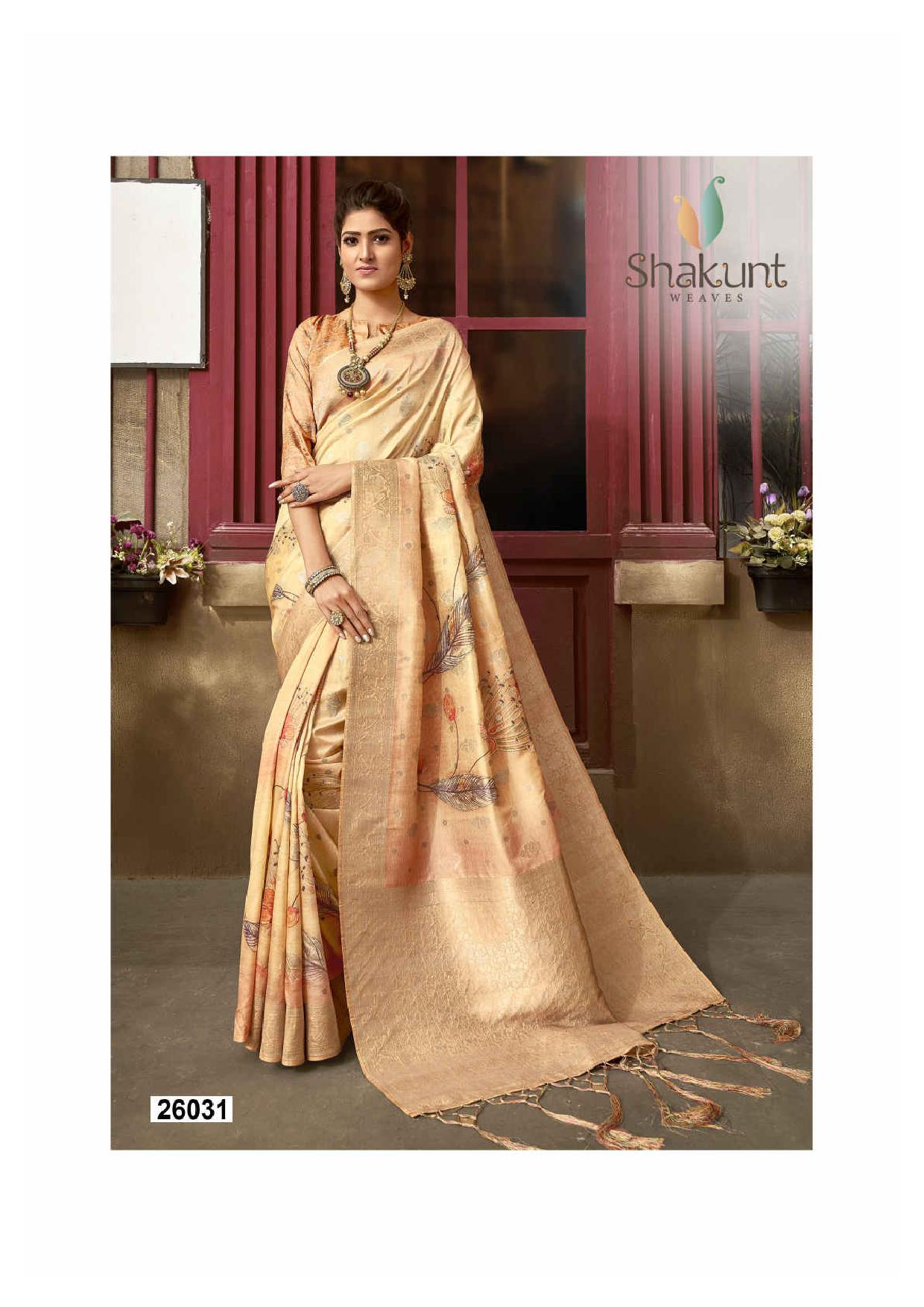 shakunt weaves kaavyani silk digital print attrective print saree catalog