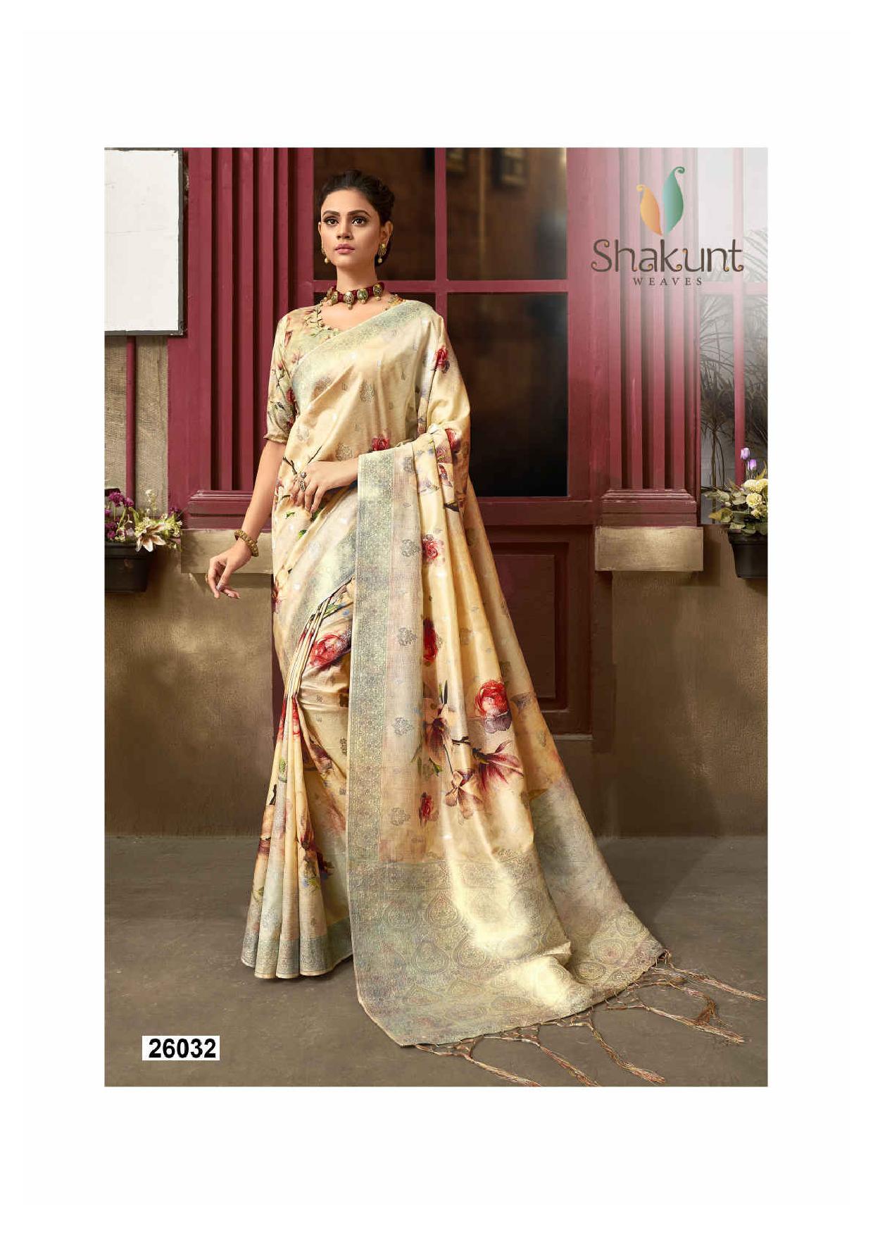 shakunt weaves kaavyani silk digital print attrective print saree catalog