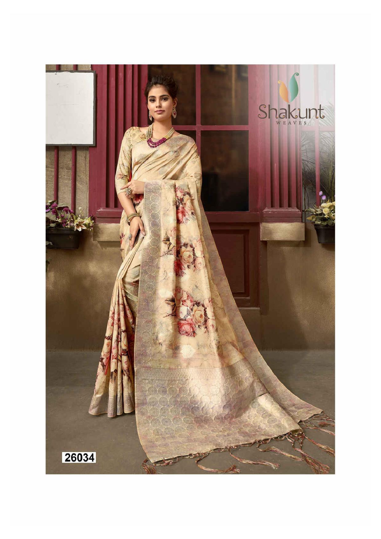 shakunt weaves kaavyani silk digital print attrective print saree catalog