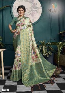 shakunt weaves kolaveri silk digital print attrective look saree catalog