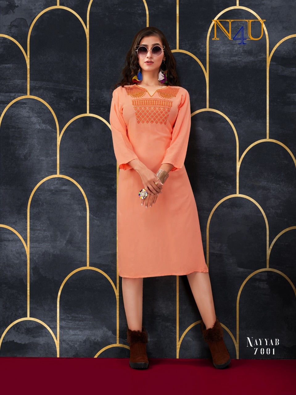 tunic house nayyab rayon modern look kurti catalog