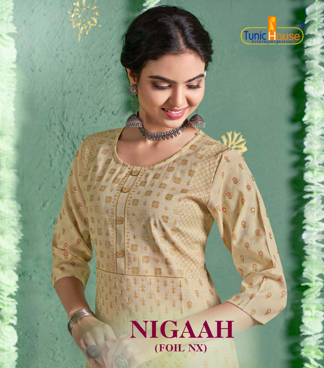 tunic house nigaah foil nx rayon classic trendy look kurti catalog