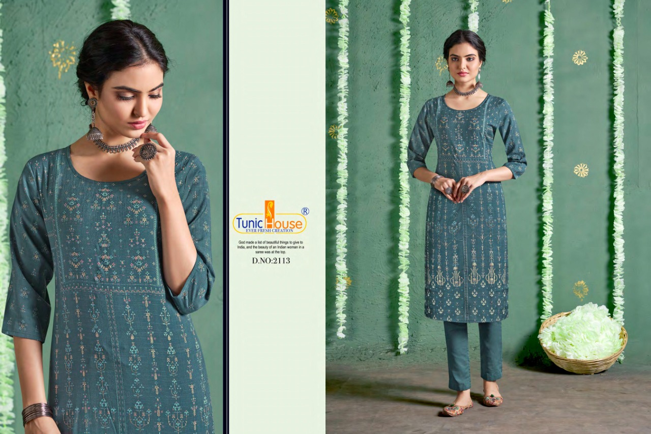 tunic house nigaah foil nx rayon classic trendy look kurti catalog