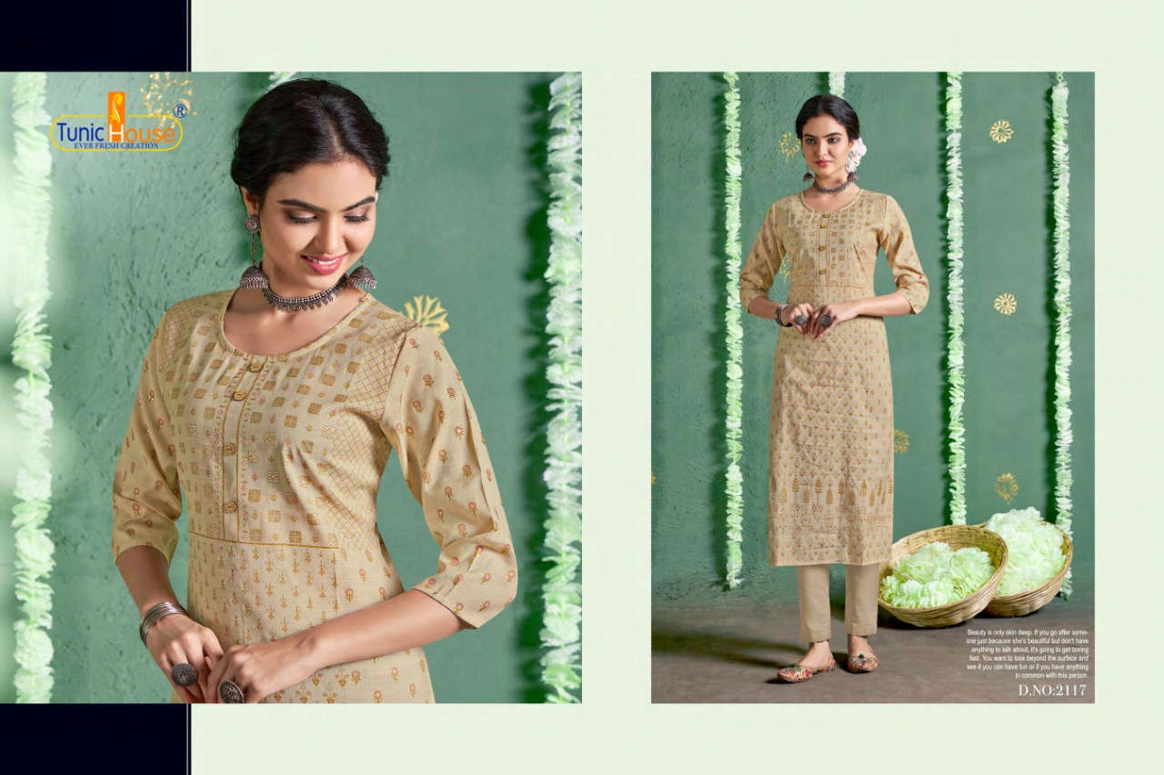 tunic house nigaah foil nx rayon classic trendy look kurti catalog