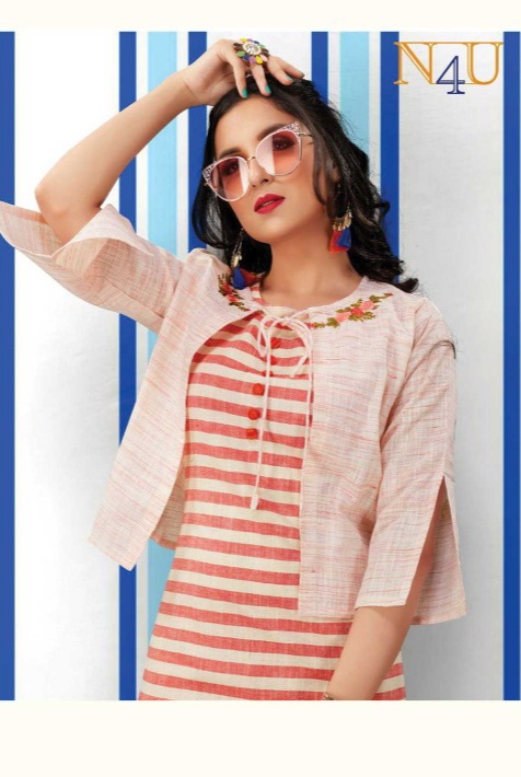 Tunic house niharika cotton  new and modern style top with jacket and pant catalog