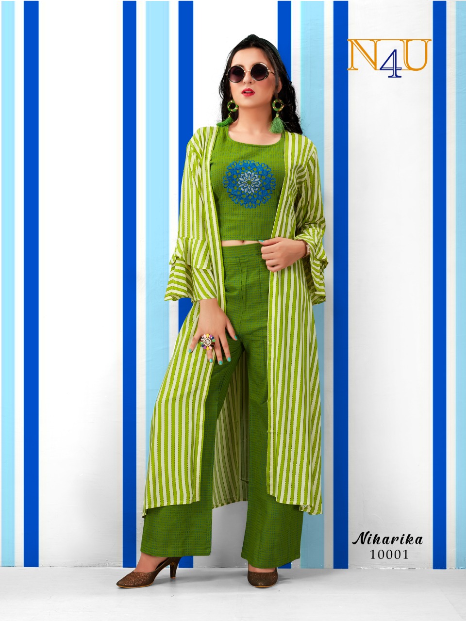 Tunic house niharika cotton  new and modern style top with jacket and pant catalog