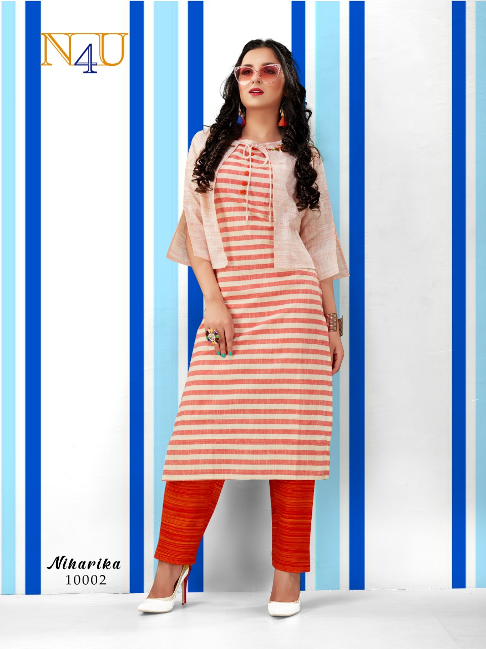 Tunic house niharika cotton  new and modern style top with jacket and pant catalog