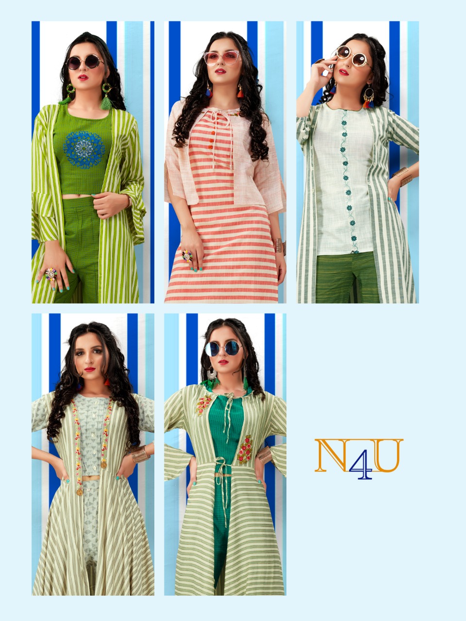 Tunic house niharika cotton  new and modern style top with jacket and pant catalog