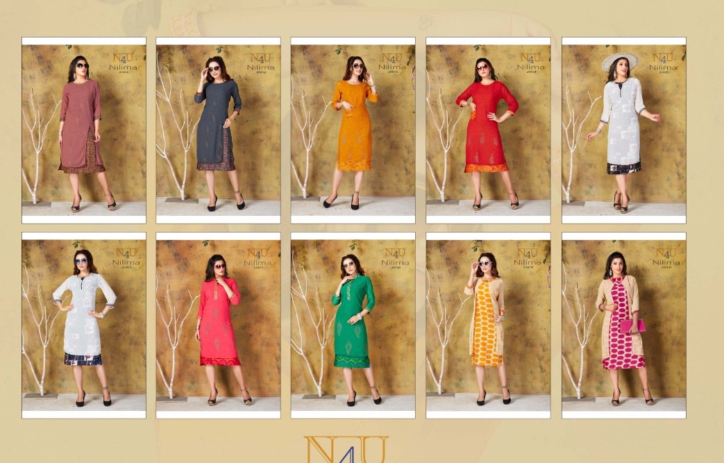 tunic house nilima georgette beautifull designed embroidary  kurti catalog