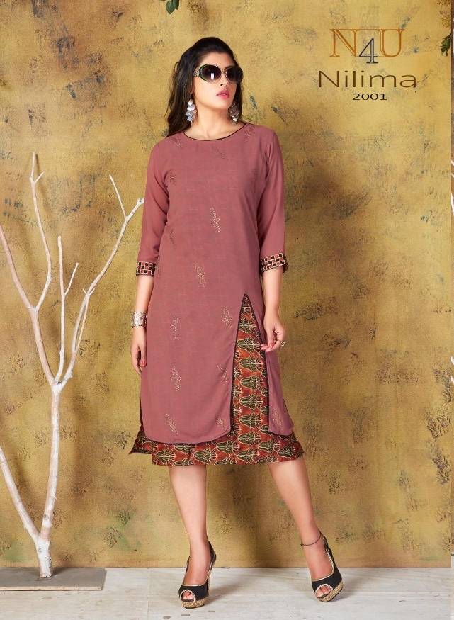 tunic house nilima georgette beautifull designed embroidary  kurti catalog