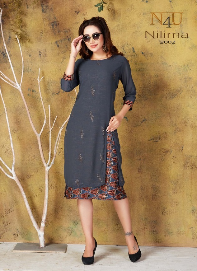 tunic house nilima georgette beautifull designed embroidary  kurti catalog