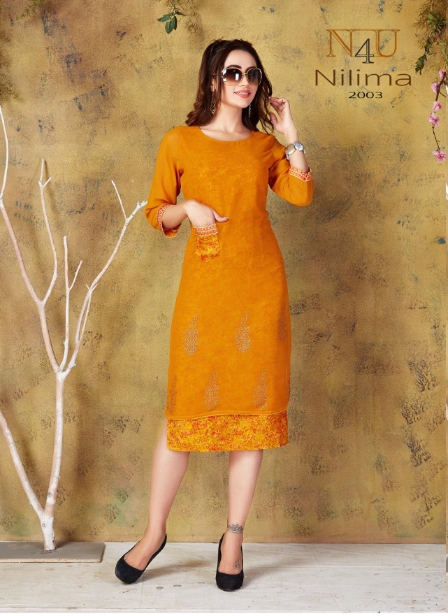 tunic house nilima georgette beautifull designed embroidary  kurti catalog