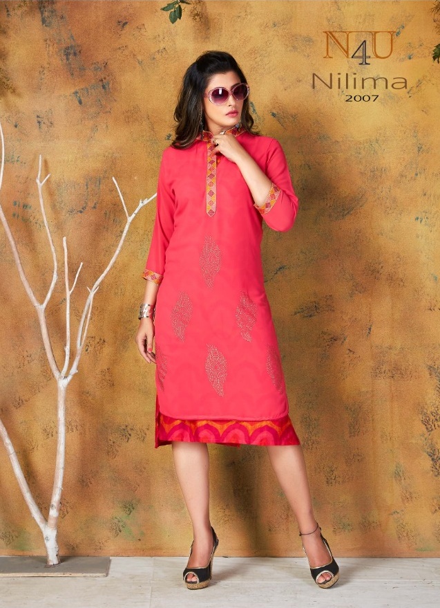 tunic house nilima georgette beautifull designed embroidary  kurti catalog