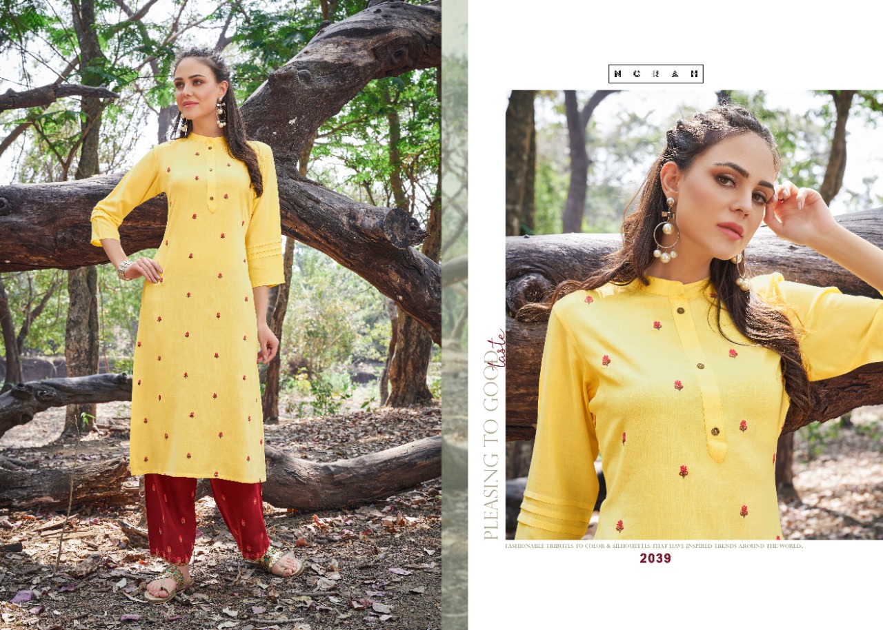 tunic house nirvi with plazo rayon elegant kurti  catalog