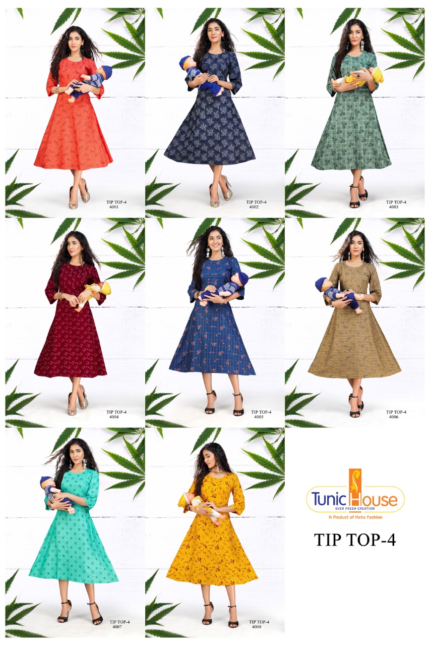 tunic house tip top vol 4 viscous rayon decent look kurti catalog