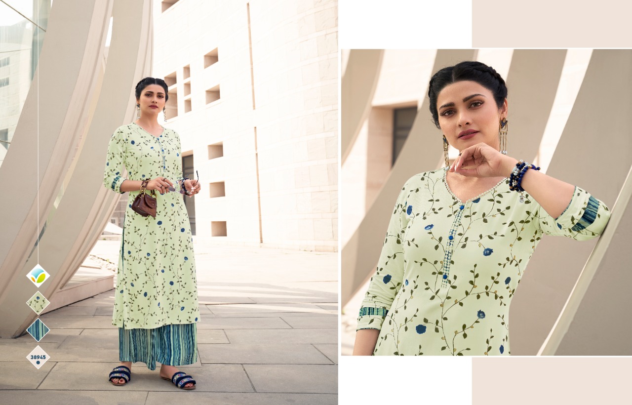 vinay fashion tumbaa polo 7 rayon exclusive print kurti with plazzo catalog