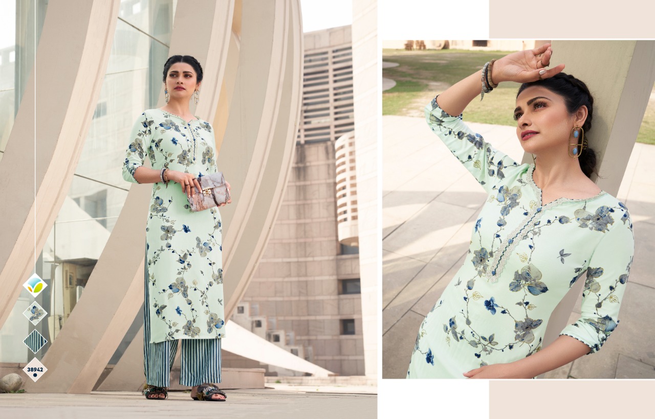 vinay fashion tumbaa polo 7 rayon exclusive print kurti with plazzo catalog