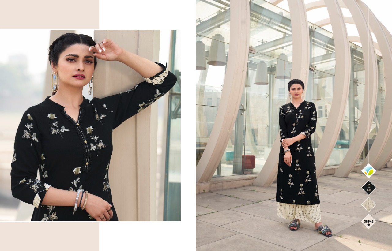 vinay fashion tumbaa polo 7 rayon exclusive print kurti with plazzo catalog