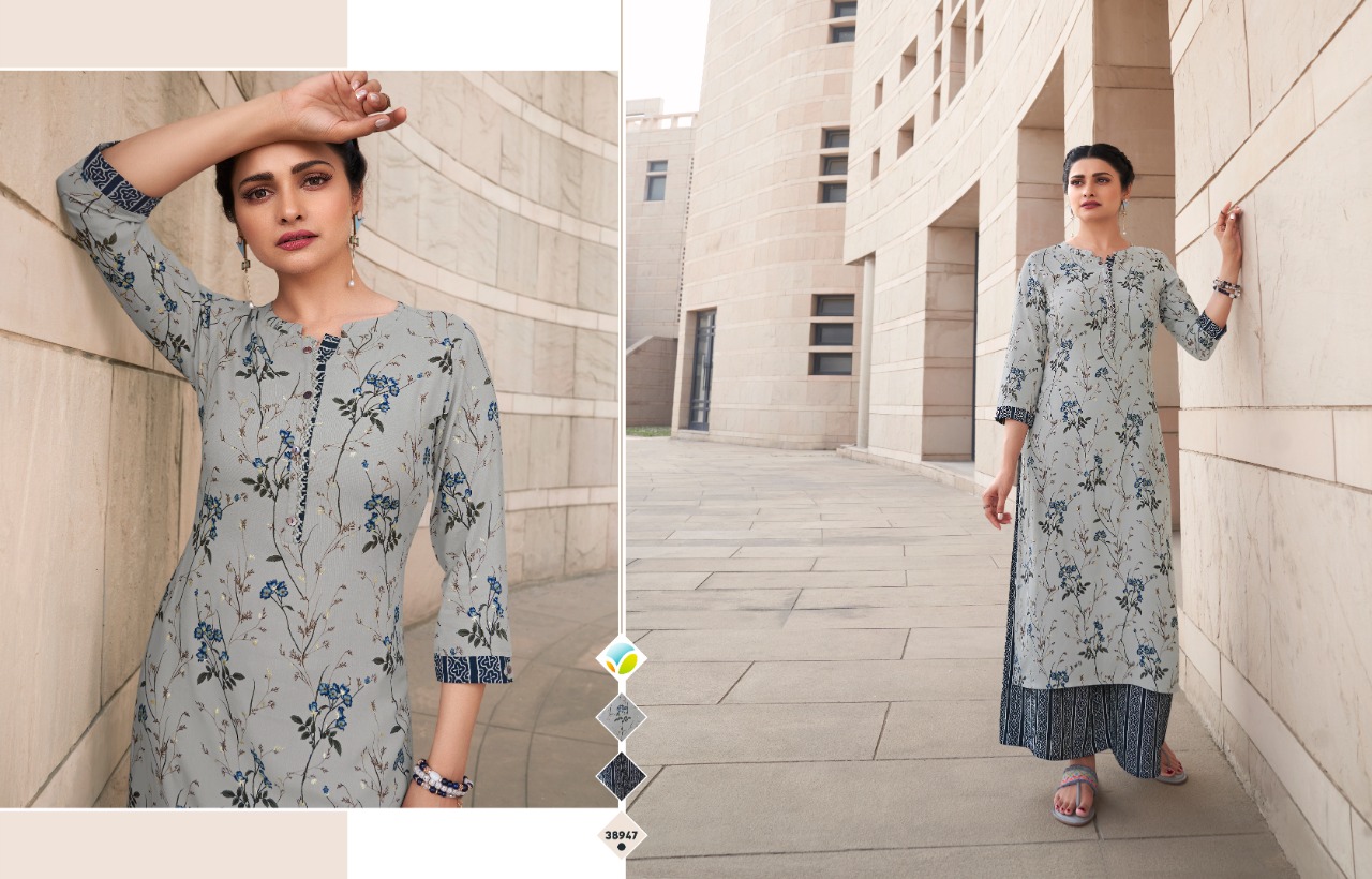 vinay fashion tumbaa polo 7 rayon exclusive print kurti with plazzo catalog