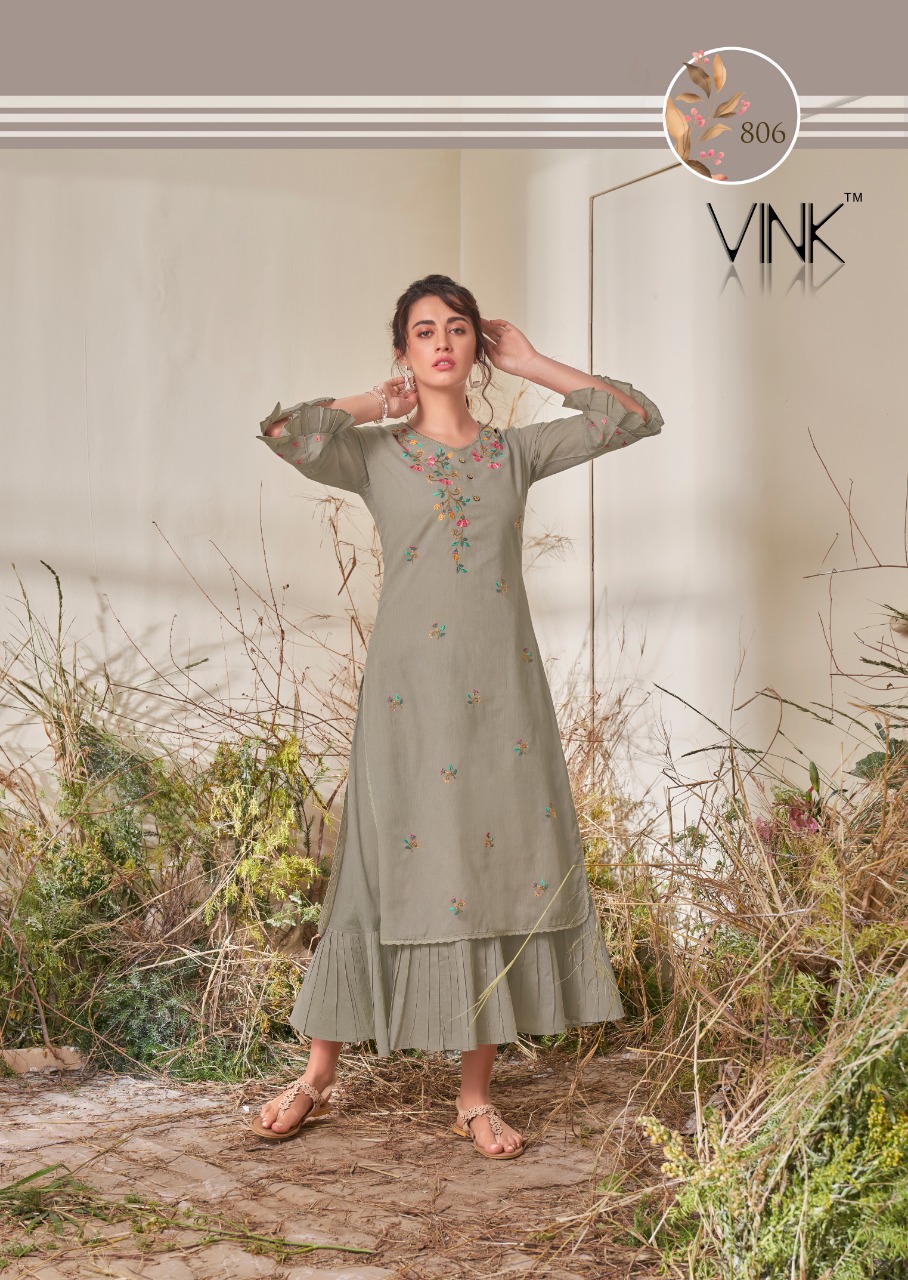 vink craft cotton innovative style long kurti catalog