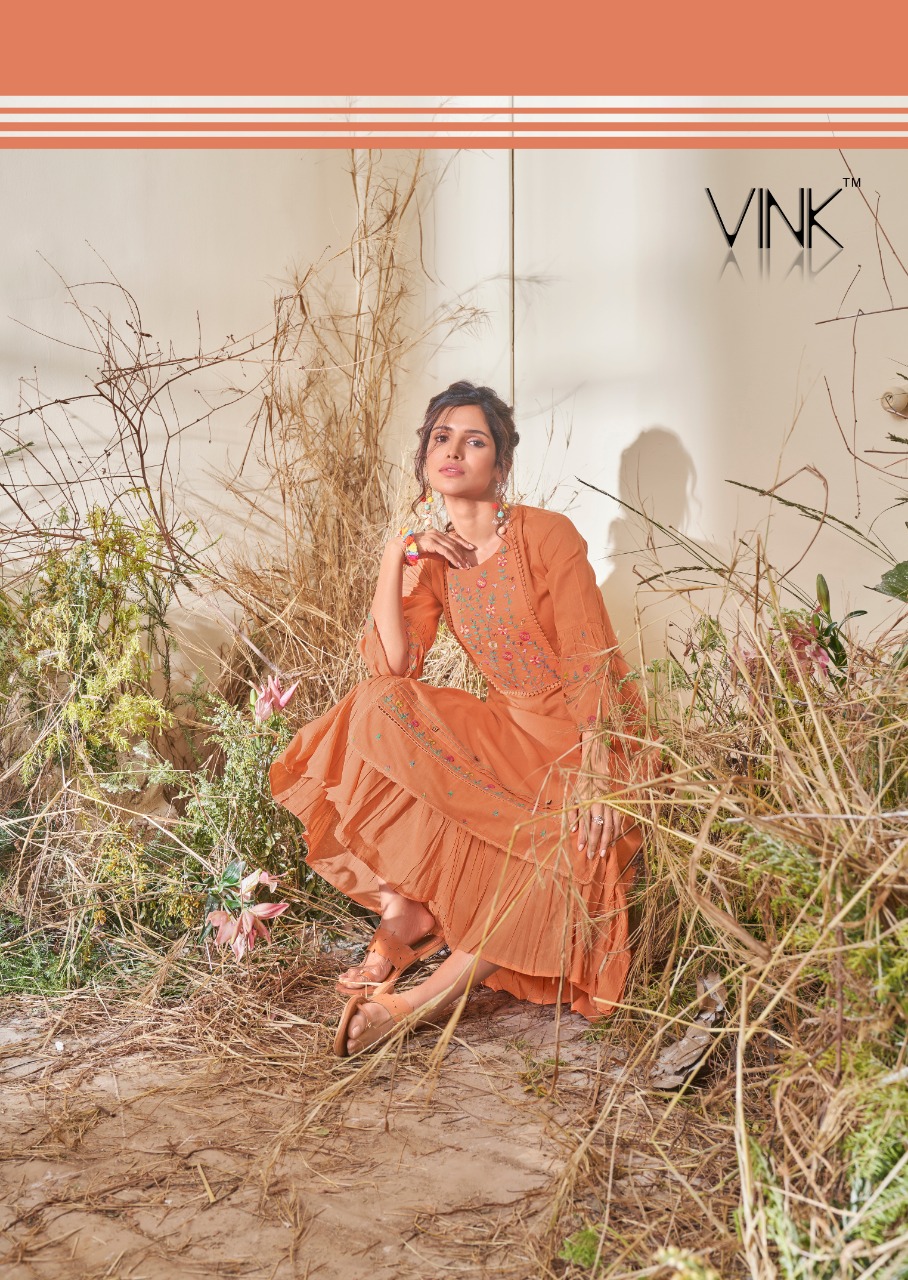 vink craft cotton innovative style long kurti catalog