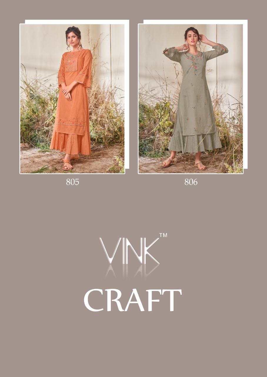 vink craft cotton innovative style long kurti catalog