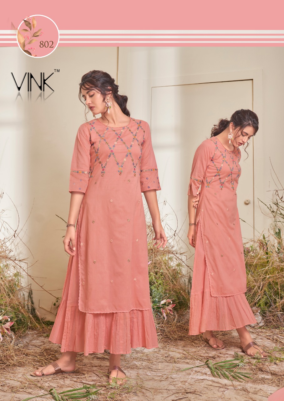 vink craft cotton innovative style long kurti catalog