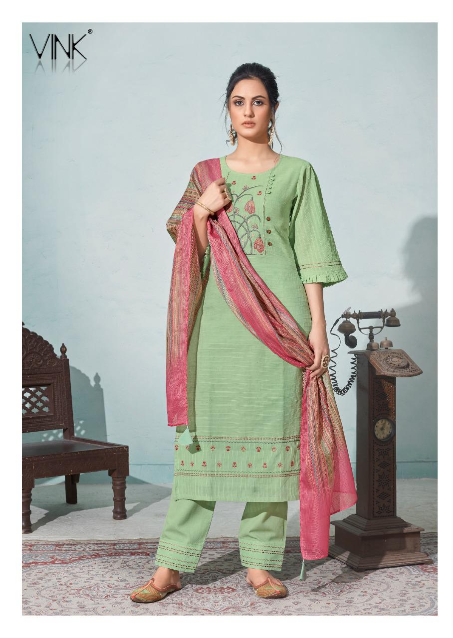 vink daisy cotton catchy look daisy kurti with pant dupatta catalog