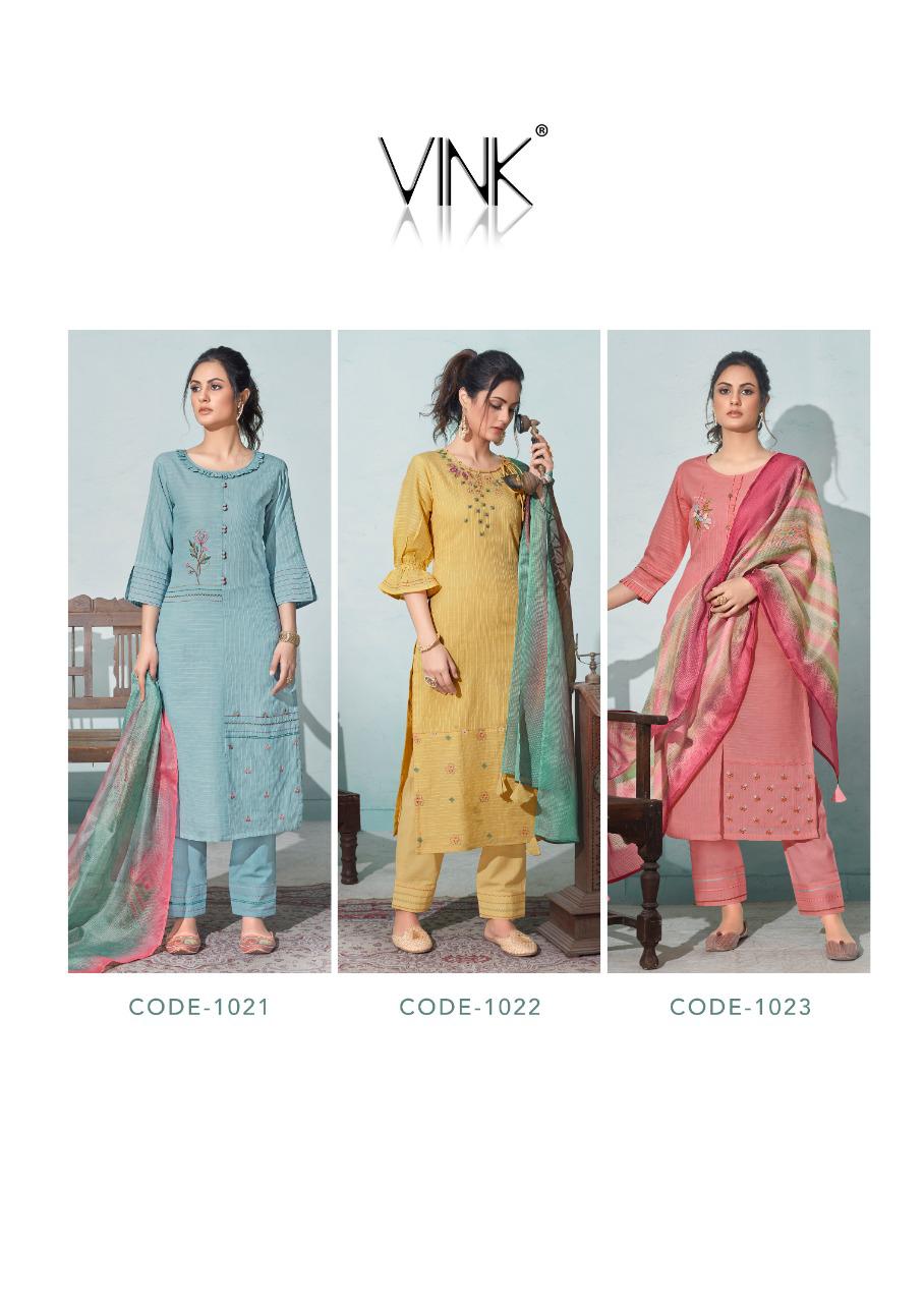 vink daisy cotton catchy look daisy kurti with pant dupatta catalog