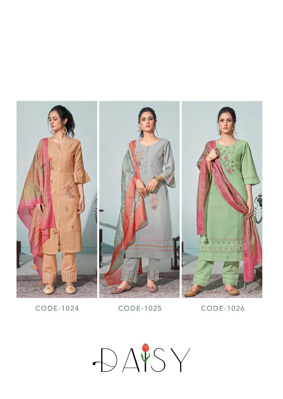 vink daisy cotton catchy look daisy kurti with pant dupatta catalog