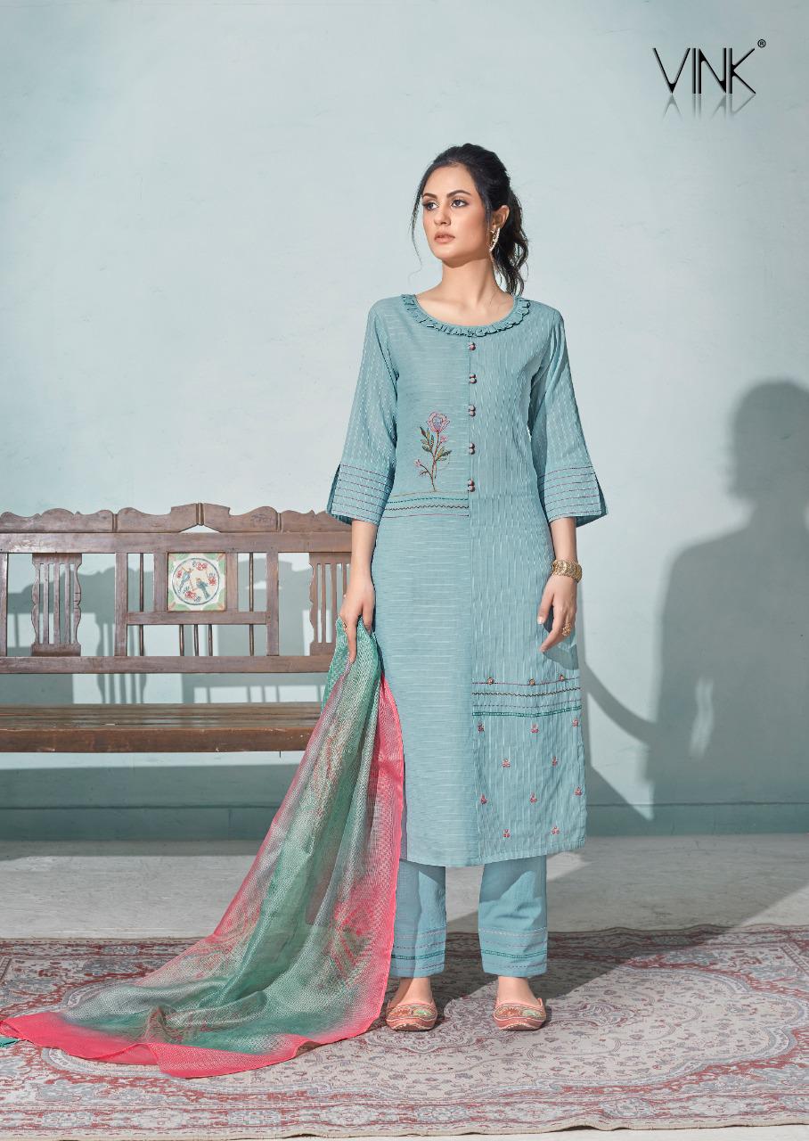 vink daisy cotton catchy look daisy kurti with pant dupatta catalog