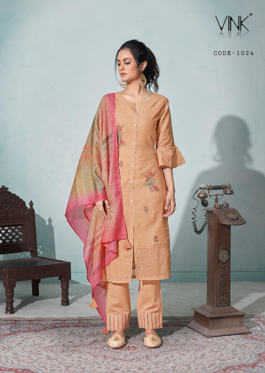 vink daisy cotton catchy look daisy kurti with pant dupatta catalog