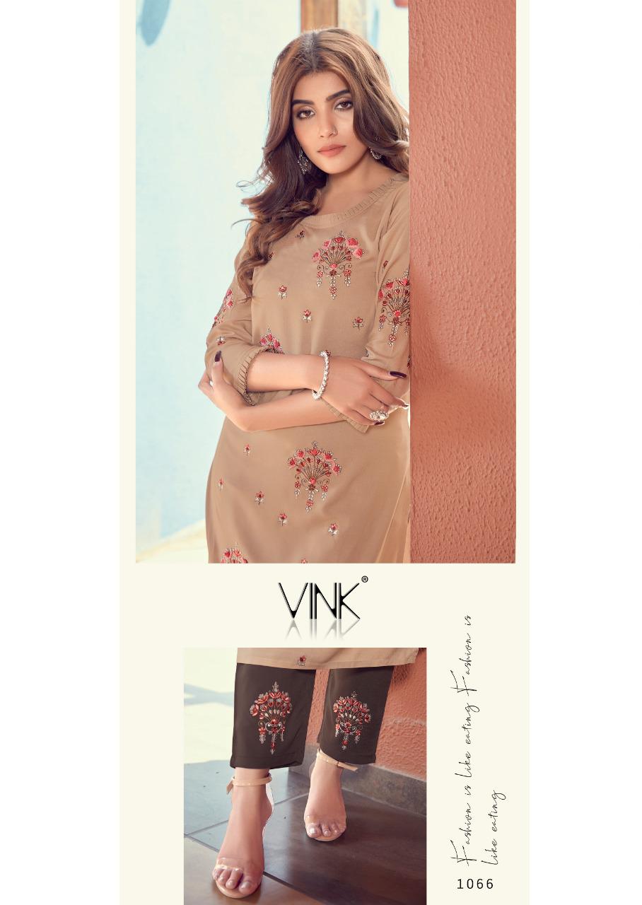 vink fame rayon cotton casual wear kurti with pant catalog