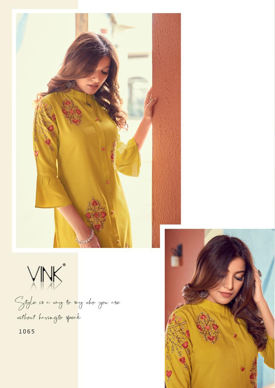 vink fame rayon cotton casual wear kurti with pant catalog