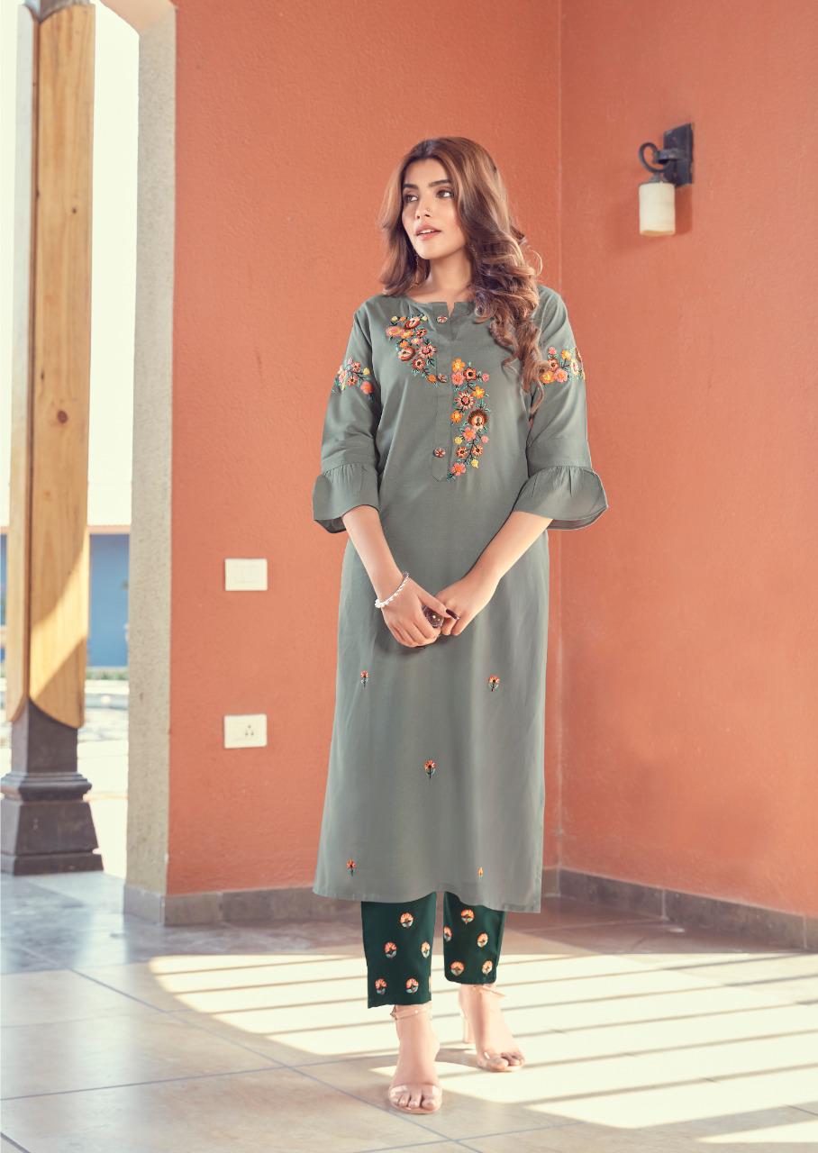 vink fame rayon cotton casual wear kurti with pant catalog