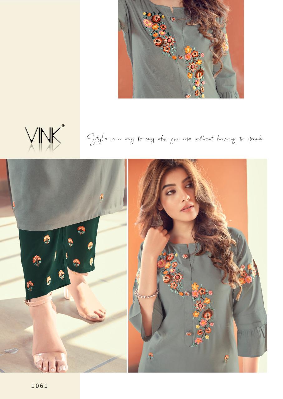 vink fame rayon cotton casual wear kurti with pant catalog