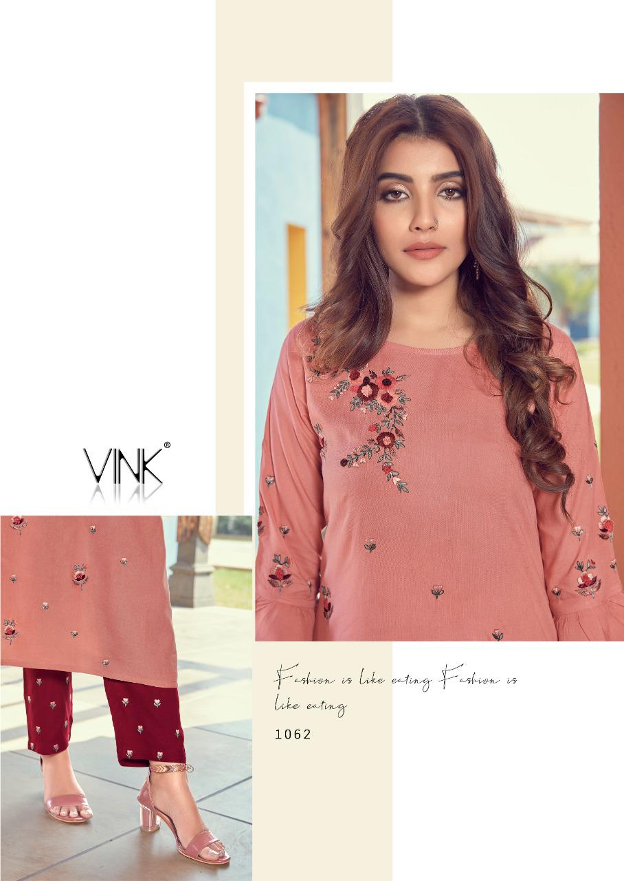 vink fame rayon cotton casual wear kurti with pant catalog