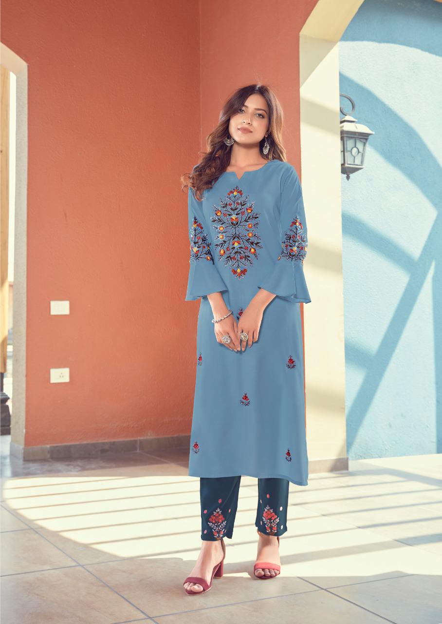 vink fame rayon cotton casual wear kurti with pant catalog