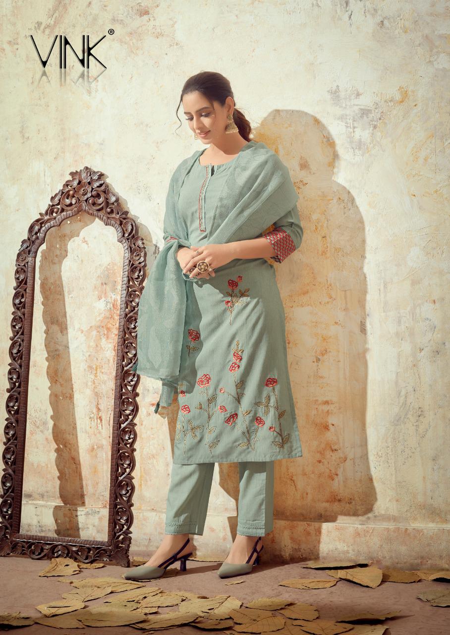 vink fern cotton new and modern style kurta with pant and dupatta catalog