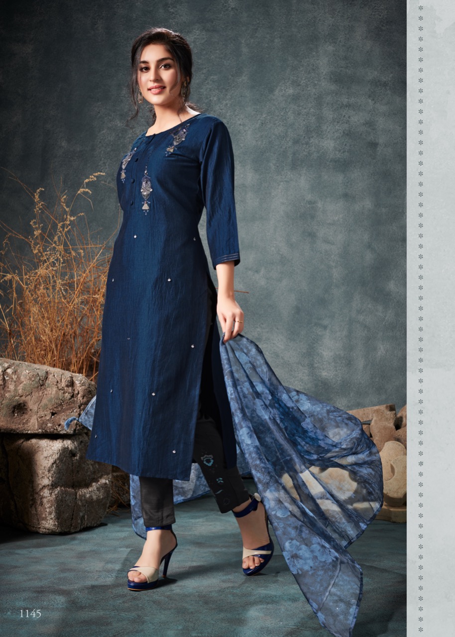 vink fragrance silk festive look kurti pant with dupatta  catalog