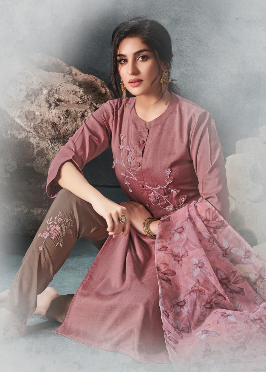 vink fragrance silk festive look kurti pant with dupatta  catalog