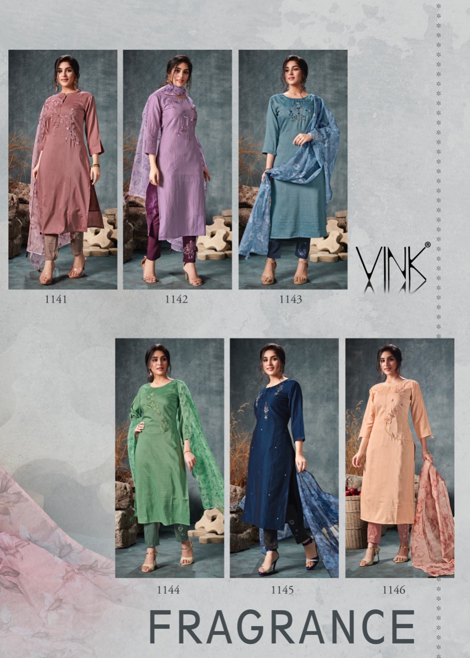 vink fragrance silk festive look kurti pant with dupatta  catalog