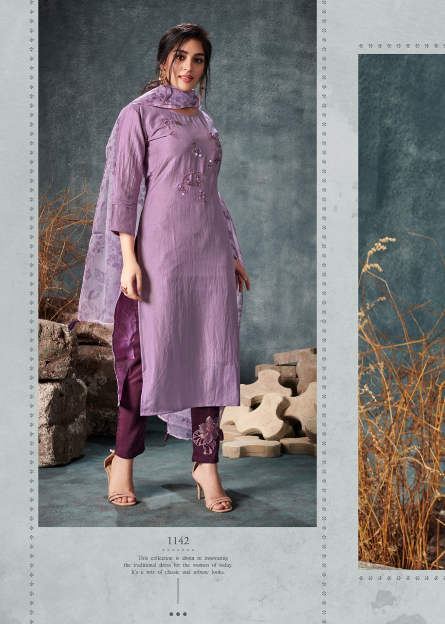 vink fragrance silk festive look kurti pant with dupatta  catalog