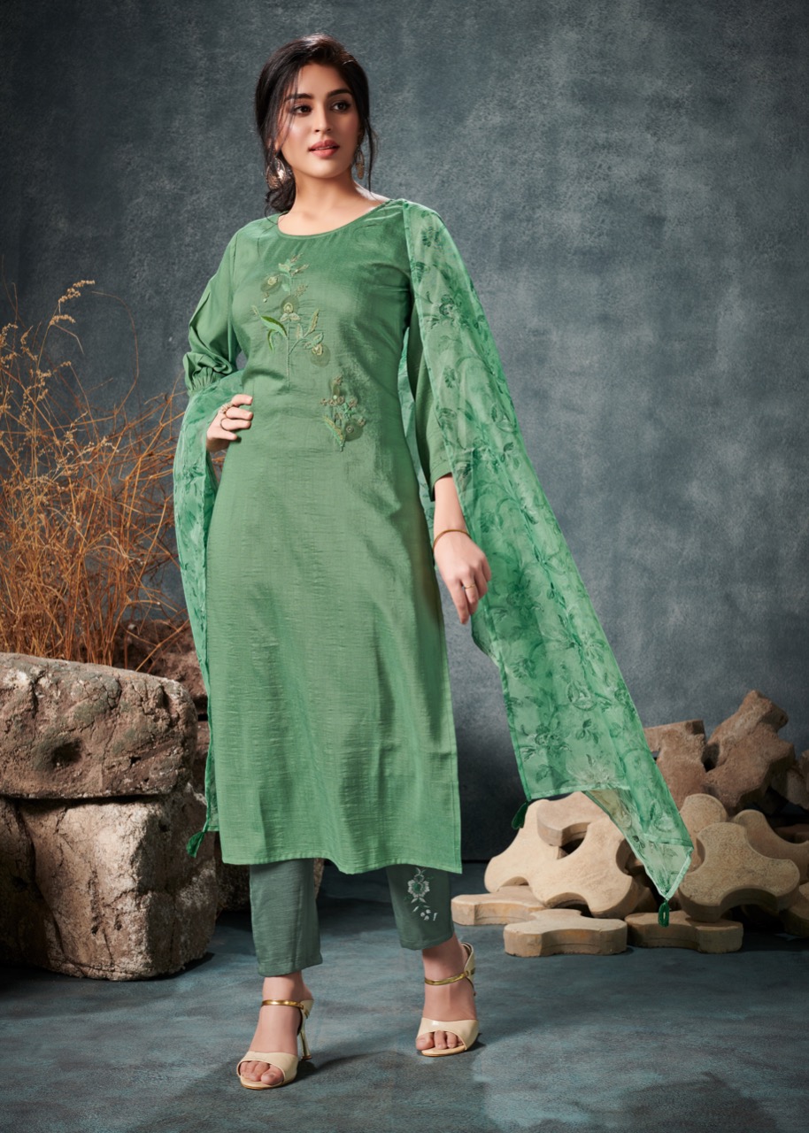 vink fragrance silk festive look kurti pant with dupatta  catalog