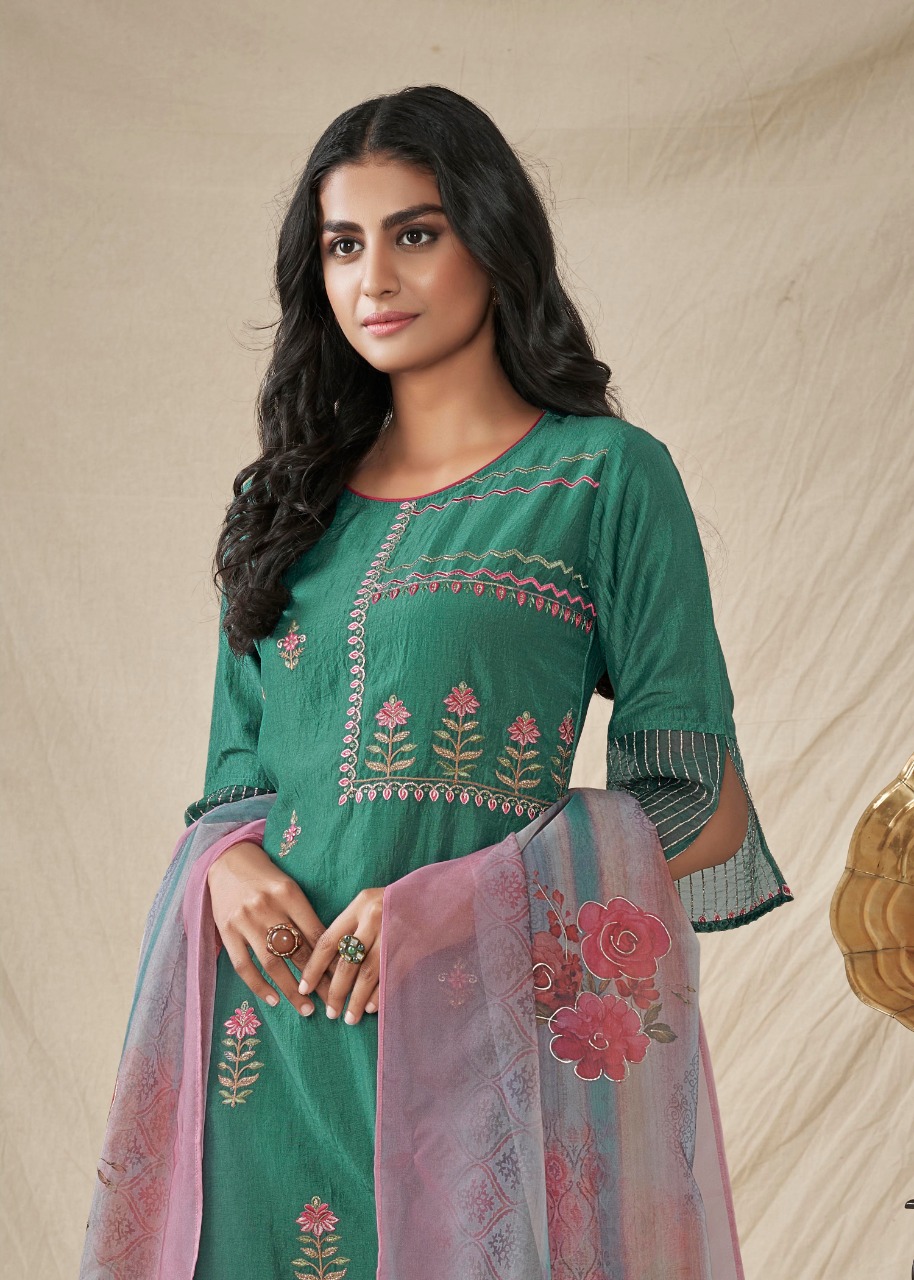 vink glamour silk new and modern style kurti with pant and dupatta catalog