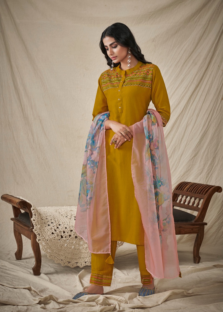 vink glamour silk new and modern style kurti with pant and dupatta catalog